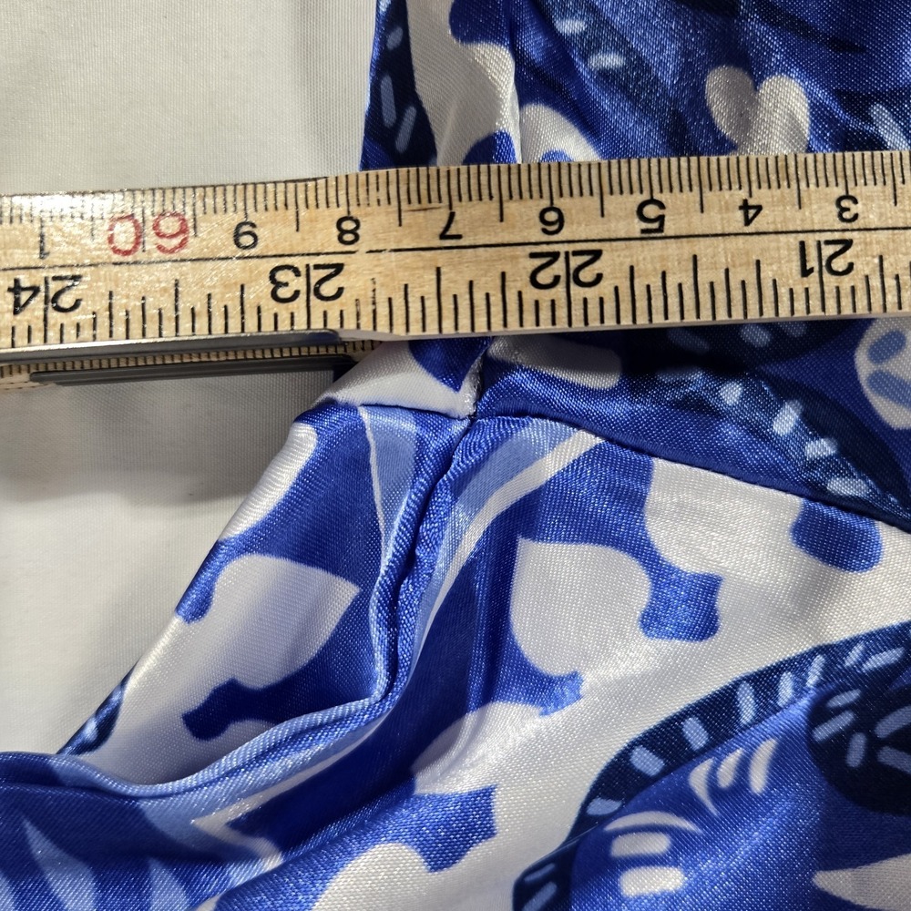 Alex & Parker Blue And White Satin Lounge Set | Women's Size Large - Picture 13 of 16